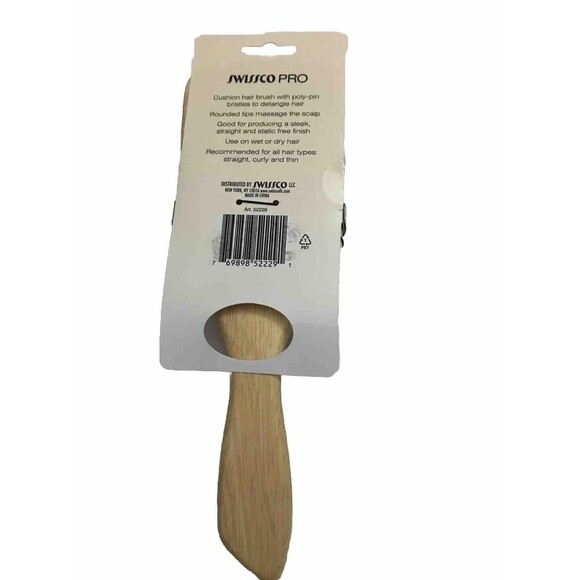 Swissco Pro Wooden Paddle Brush  Detangles & Styles Smooth Finish Unisex - Picture 2 of 4